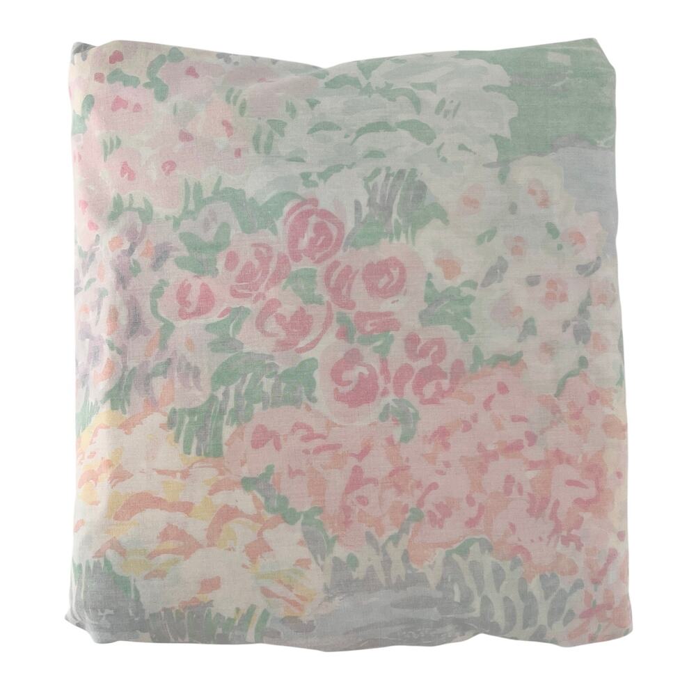 80s Vintage Monet Watercolor Queen Fitted Sheet Floral Pastel 1980s
